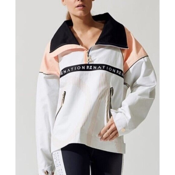 P.E Nation Womens Sz S Black White Tan Half Zip Pullover Jacket - Picture 1 of 9